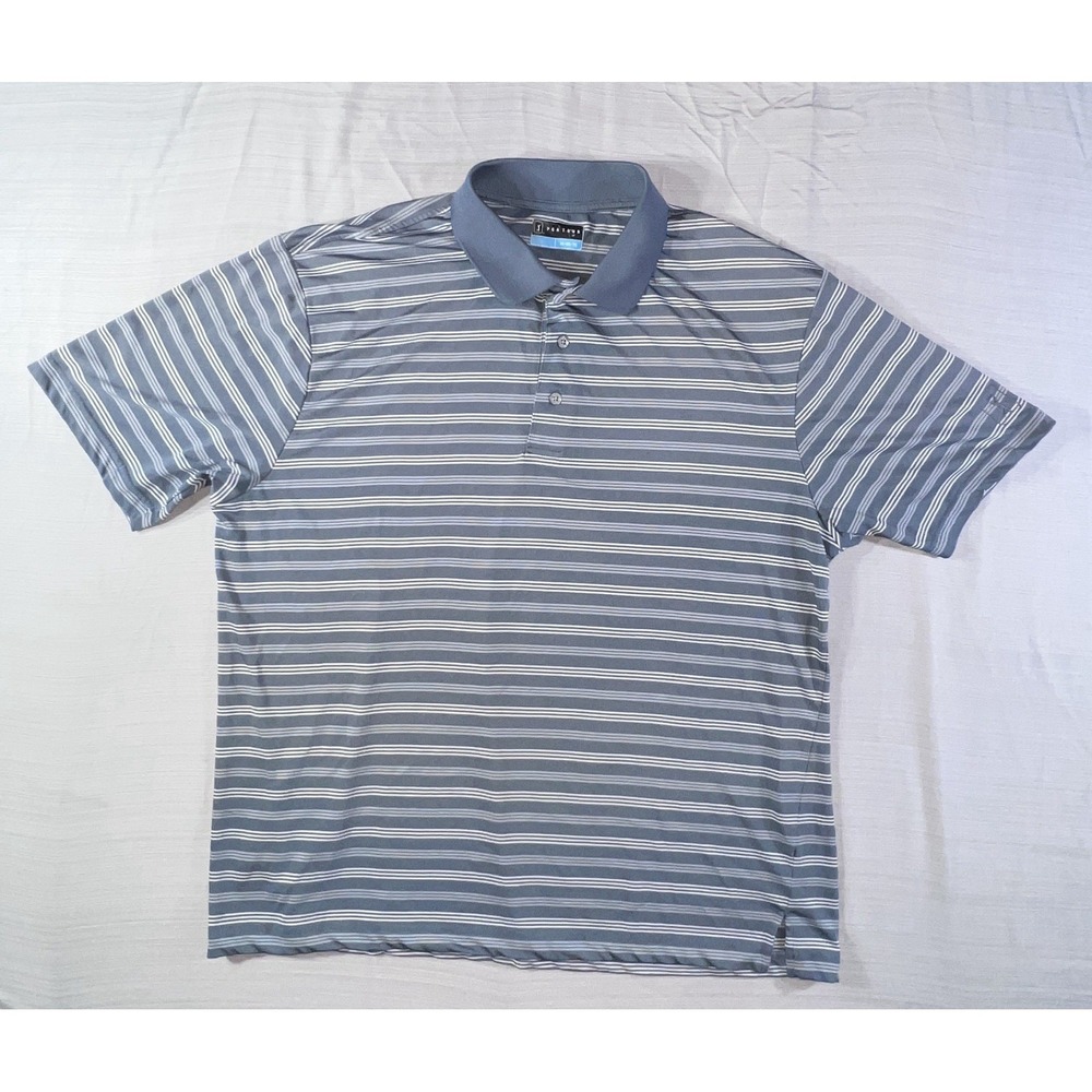 PGA Tour Golf Shirt Size XL Extra Large Polo Gray White Striped - Picture 2 of 11